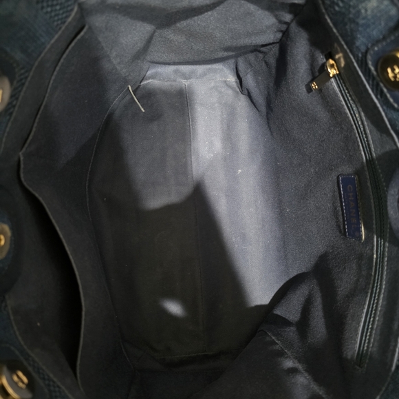 Chanel Mixed Fibers Striped Small Deauville Tote Navy Blue - Picture 9 of 16